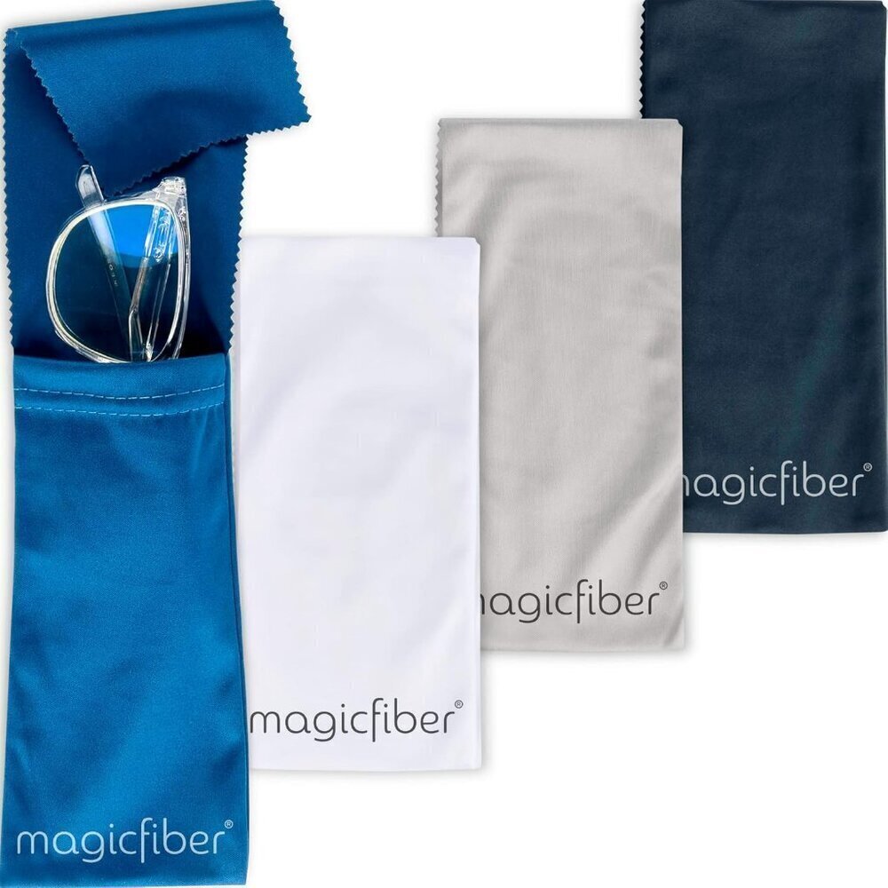 Eyeglass Cleaning Cloth Case 4 Pack, Soft Works as Glasses & Eyeglass Cleaner